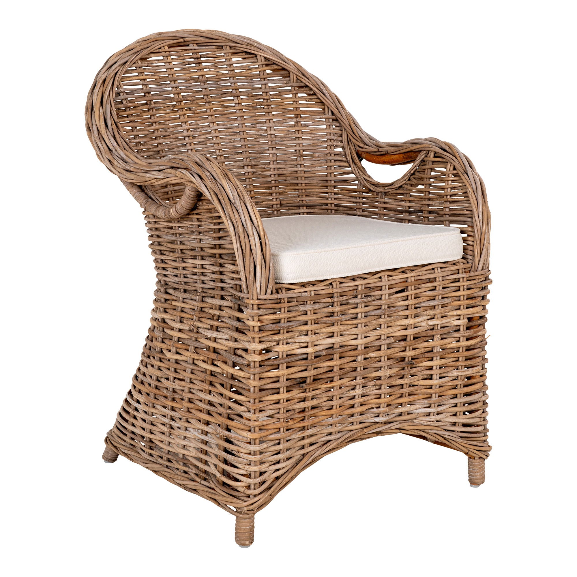 Larisa Outdoorstuhl – Kubu-Rattan, inkl. Kissen, natur/grau